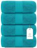 Luxury Bath Towels Large Cotton Hotel spa Bathroom Towel 30x56 inch 4 Pack Aqua Green