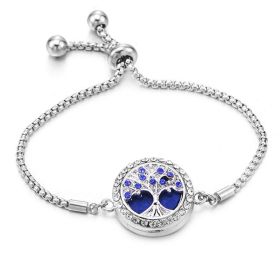 Color Rhinester Tree Of Life Bracelet Stainless Steel Essential Oil Diffuser Case (Color: Color8)