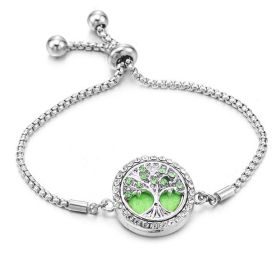 Color Rhinester Tree Of Life Bracelet Stainless Steel Essential Oil Diffuser Case (Color: Color5)