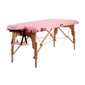 Portable Massage Table Adjustable Facial Spa Bed (Color: Pink)