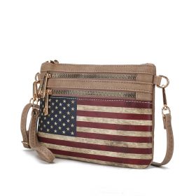 MKF Collection Alisson Vegan Leather Women FLAG Crossbody-Wristlet Bag by Mia K (Color: Taupe)