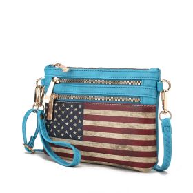 MKF Collection Alisson Vegan Leather Women FLAG Crossbody-Wristlet Bag by Mia K (Color: Turquoise)