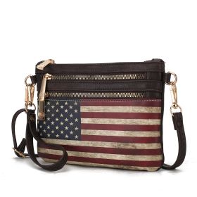 MKF Collection Alisson Vegan Leather Women FLAG Crossbody-Wristlet Bag by Mia K (Color: Chocolate)