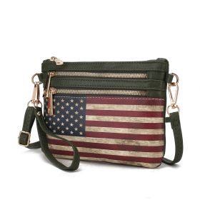 MKF Collection Alisson Vegan Leather Women FLAG Crossbody-Wristlet Bag by Mia K (Color: Green)