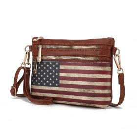 MKF Collection Alisson Vegan Leather Women FLAG Crossbody-Wristlet Bag by Mia K (Color: Tan)