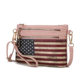 MKF Collection Alisson Vegan Leather Women FLAG Crossbody-Wristlet Bag by Mia K (Color: Rose Pink)