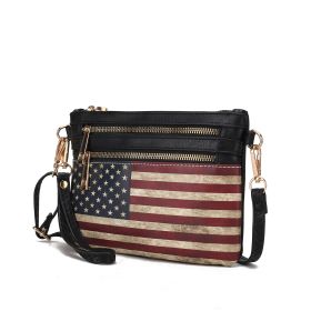 MKF Collection Alisson Vegan Leather Women FLAG Crossbody-Wristlet Bag by Mia K (Color: Black)